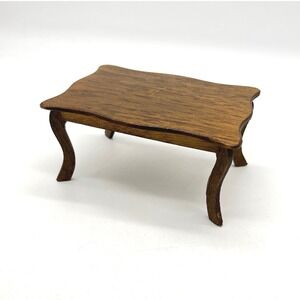 Vintage Wood Dollhouse Table Miniature Queen Anne Style Cabriole Legs 1:12